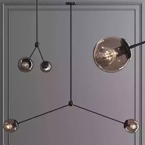 Modo Pendant 2 Globes Black and Smoke Glass
