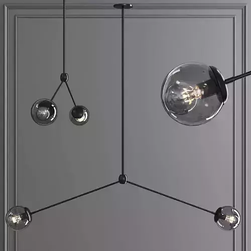 Modo Pendant 2 Globes Black and Gray Glass