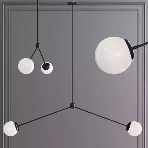 Modo Pendant 2 Globes Black and Cream Glass