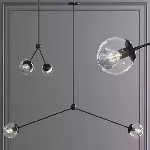 Modo Pendant 2 Globes Black and Clear Glass
