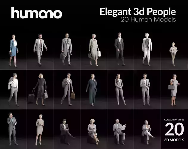 Humano 20-Collection 03 - ELEGANT STREET PEOPLE -20x 3D models  3D model