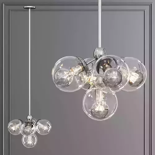 Modo Pendant 5 Globes Polished Nickel and Clear Glass