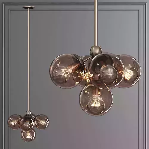 Modo Pendant 5 Globes Bronze and Smoke Glass