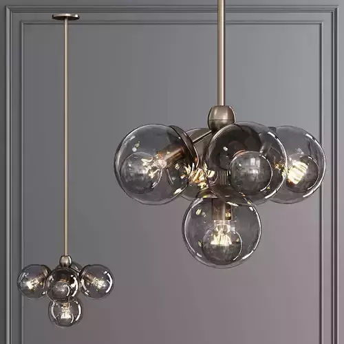 Modo Pendant 5 Globes Bronze and Gray Glass