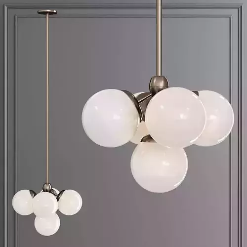 Modo Pendant 5 Globes Bronze and Cream Glass
