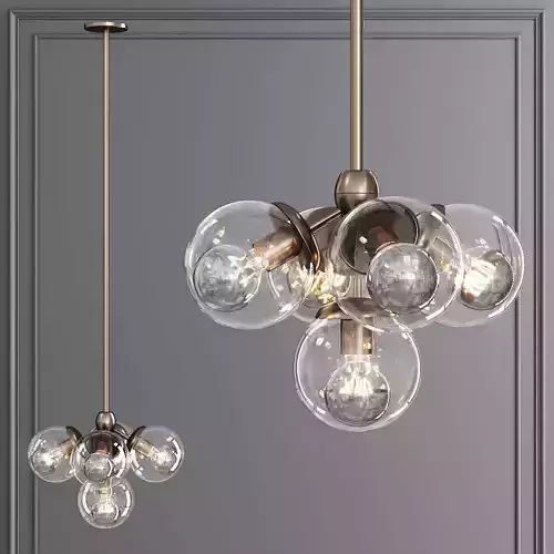Modo Pendant 5 Globes Bronze and Clear Glass