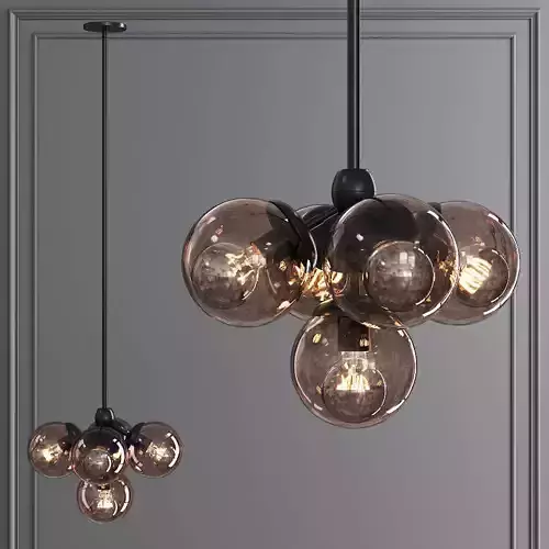 Modo Pendant 5 Globes Black and Smoke Glass