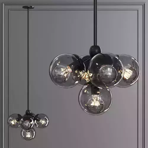 Modo Pendant 5 Globes Black and Gray Glass