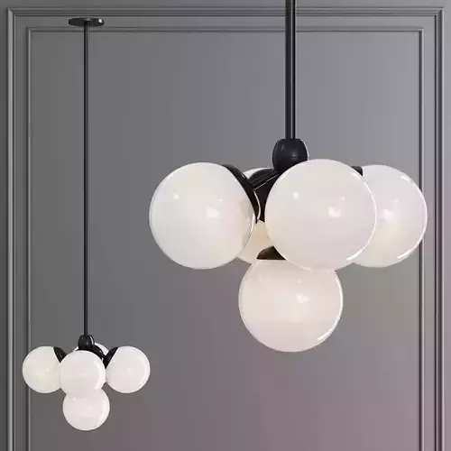 Modo Pendant 5 Globes Black and Cream Glass