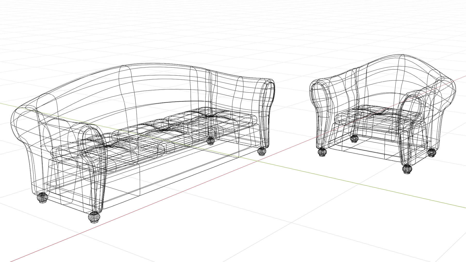 Black Sofa  Low-poly 3D model_1