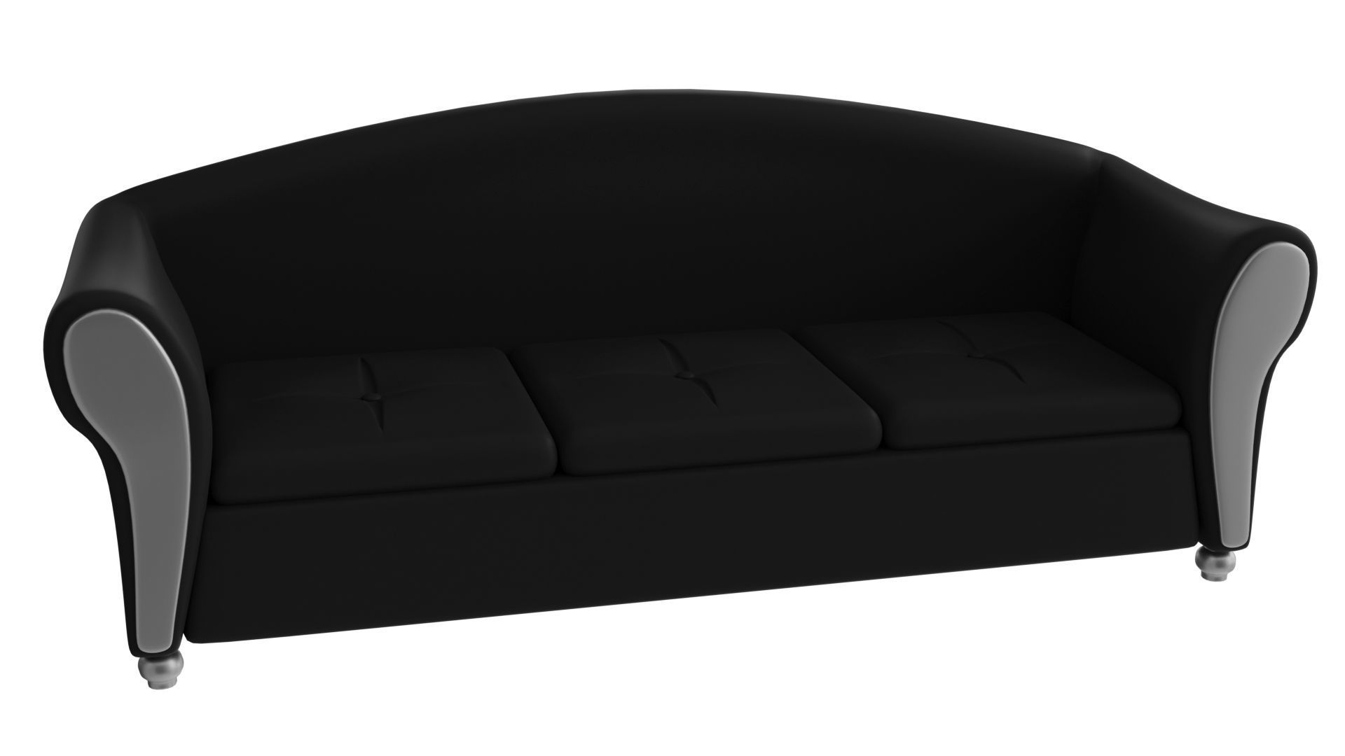 Black Sofa  Low-poly 3D model_9