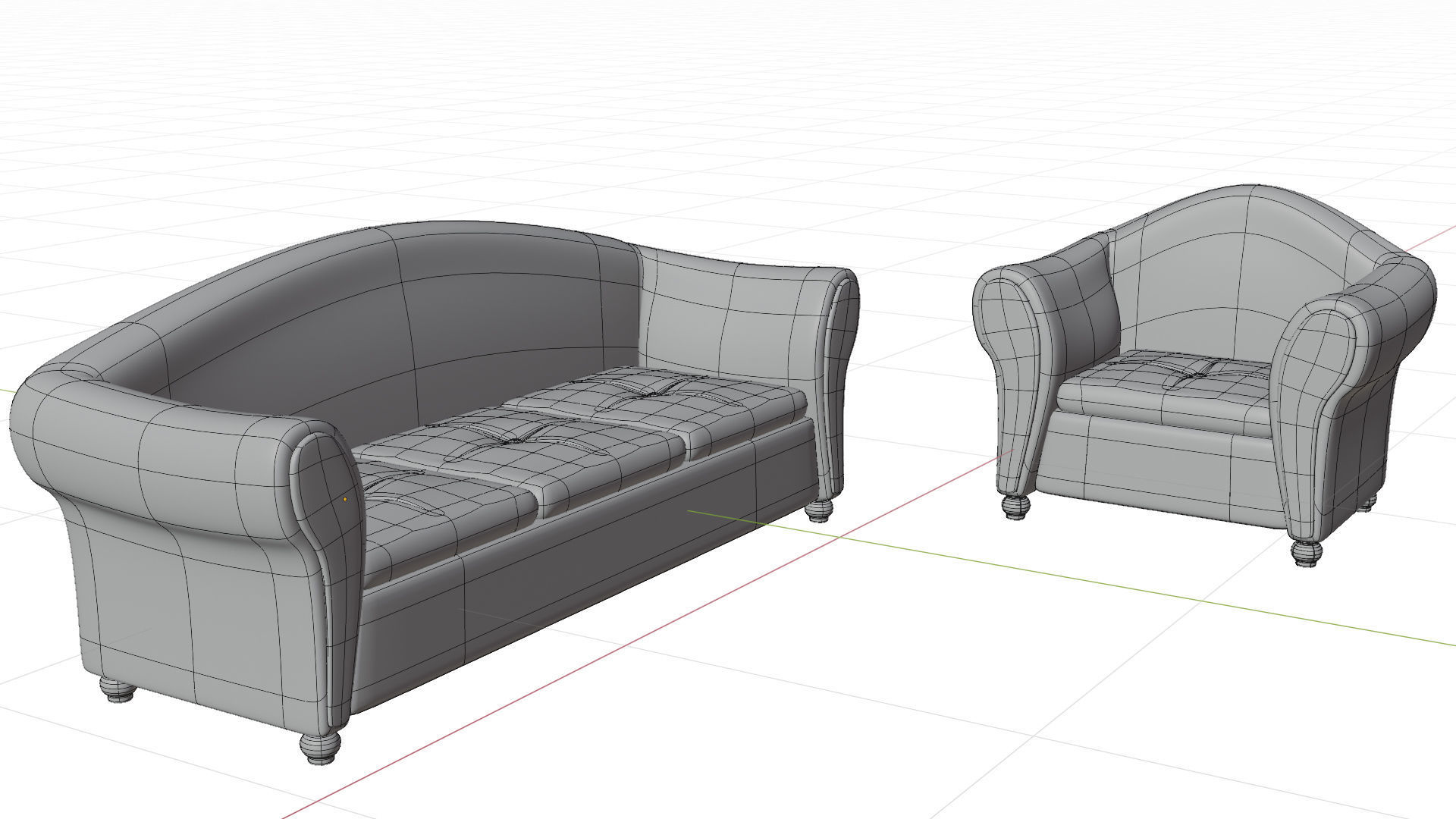 Black Sofa  Low-poly 3D model_3