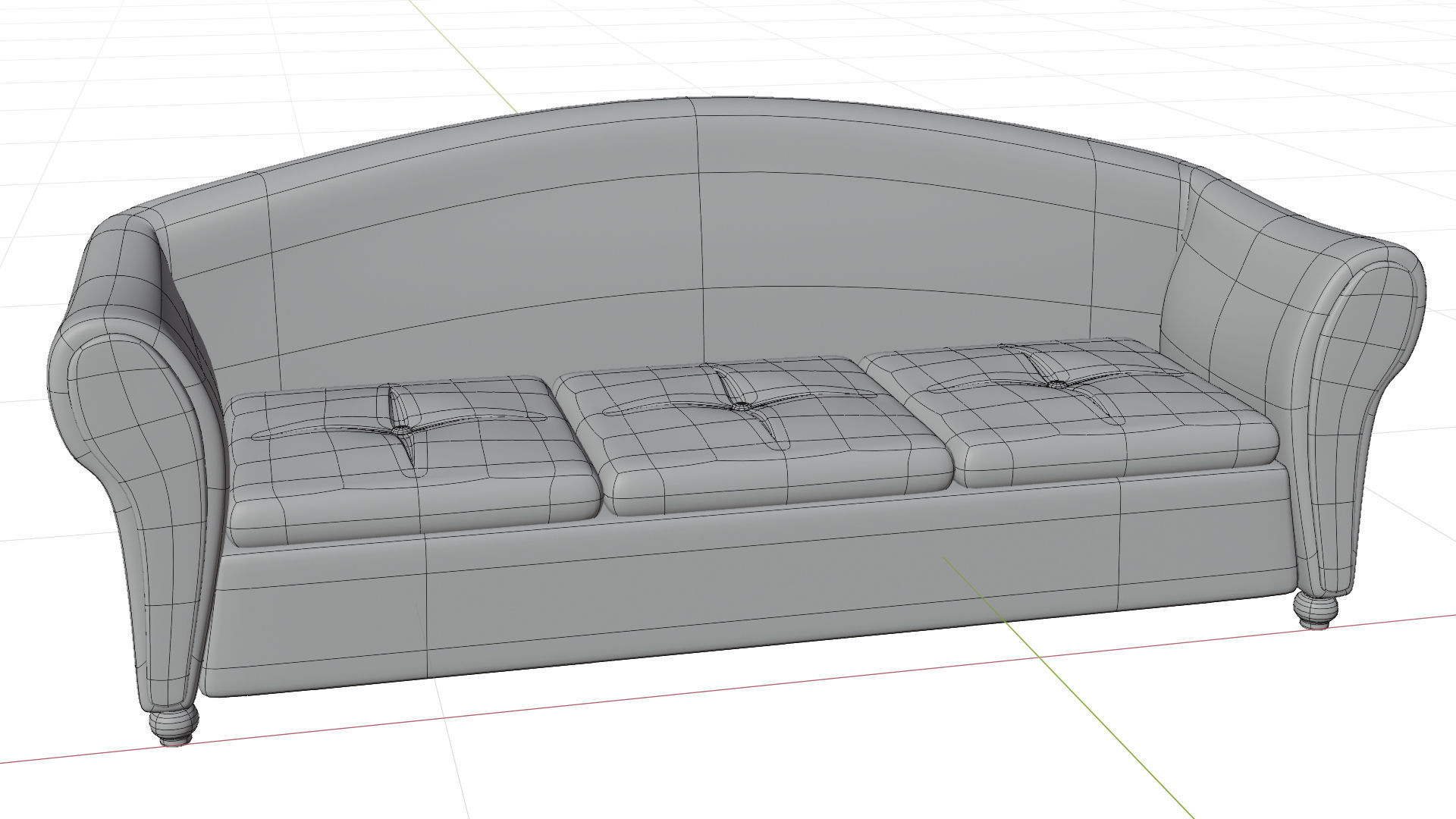 Black Sofa  Low-poly 3D model_10