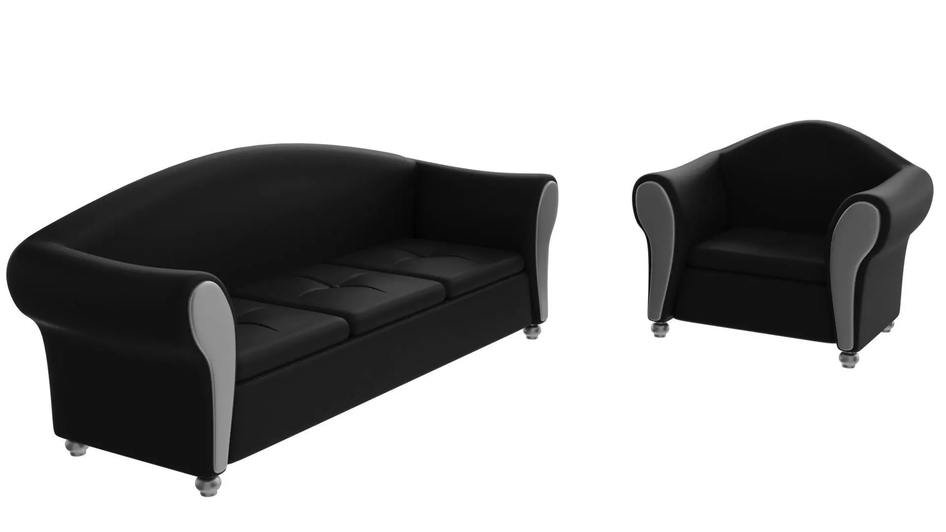 Black Sofa  Low-poly 3D model_0