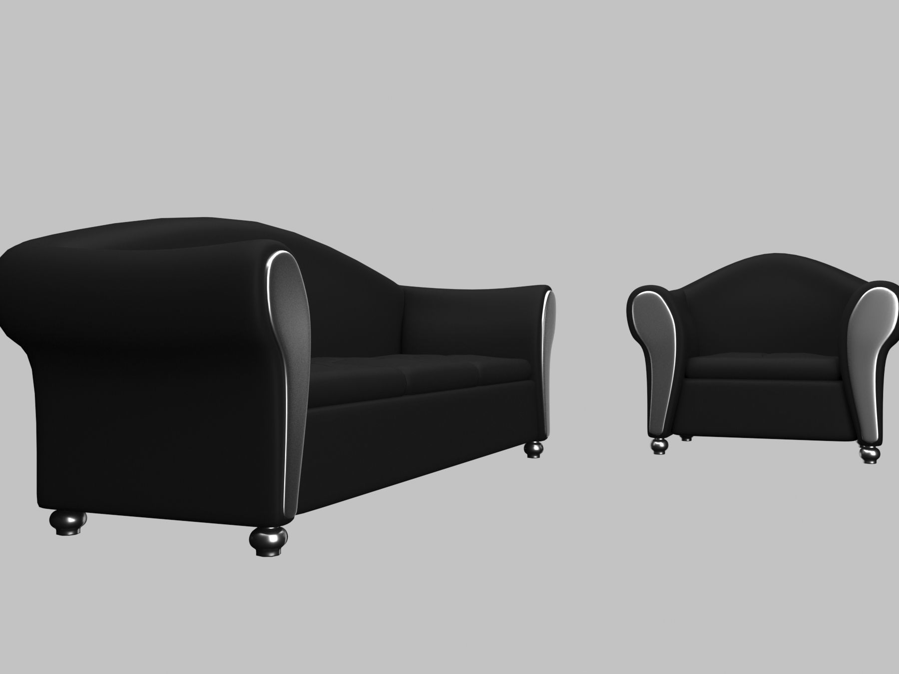 Black Sofa  Low-poly 3D model_20