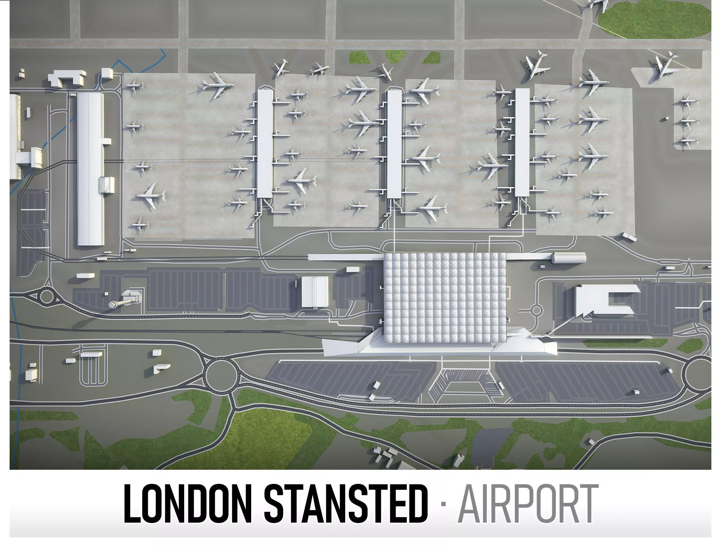 London Stansted Airport - STN Low-poly 3D model