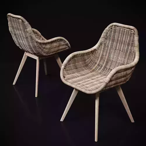 RATTAN DINING CHAIR WITH ARMS 