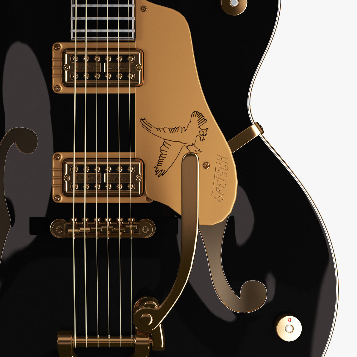 Gretsch Black Falcon Guitar 3D model_5