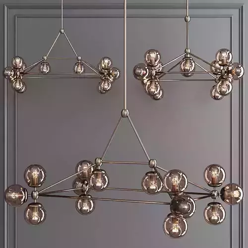 Modo Rectangle Chandelier 14 Globes Bronze and Smoke Glass