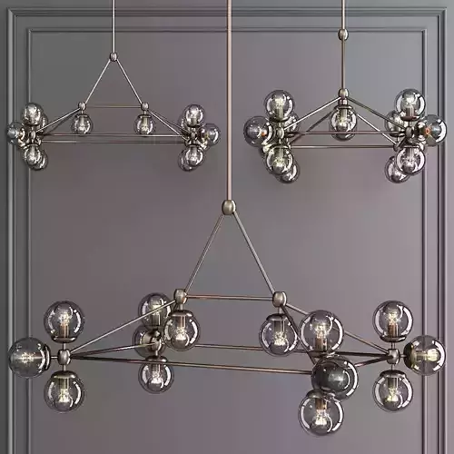 Modo Rectangle Chandelier 14 Globes Bronze and Gray Glass