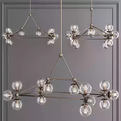 Modo Rectangle Chandelier 14 Globes Bronze and Clear Glass
