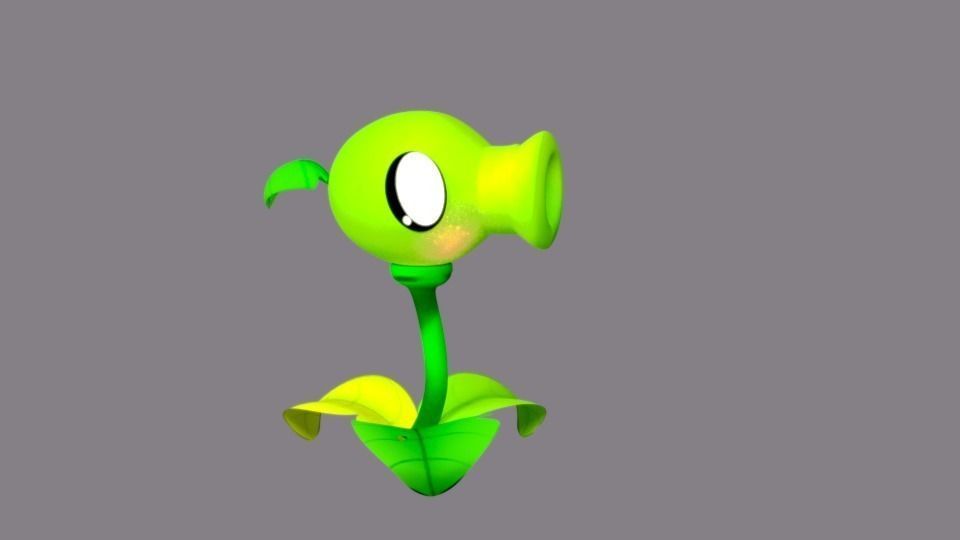 Peashooter plant Free low-poly 3D model_1