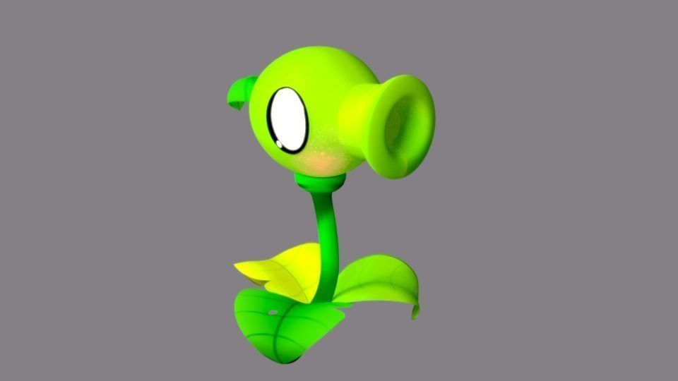 Peashooter plant Free low-poly 3D model_0