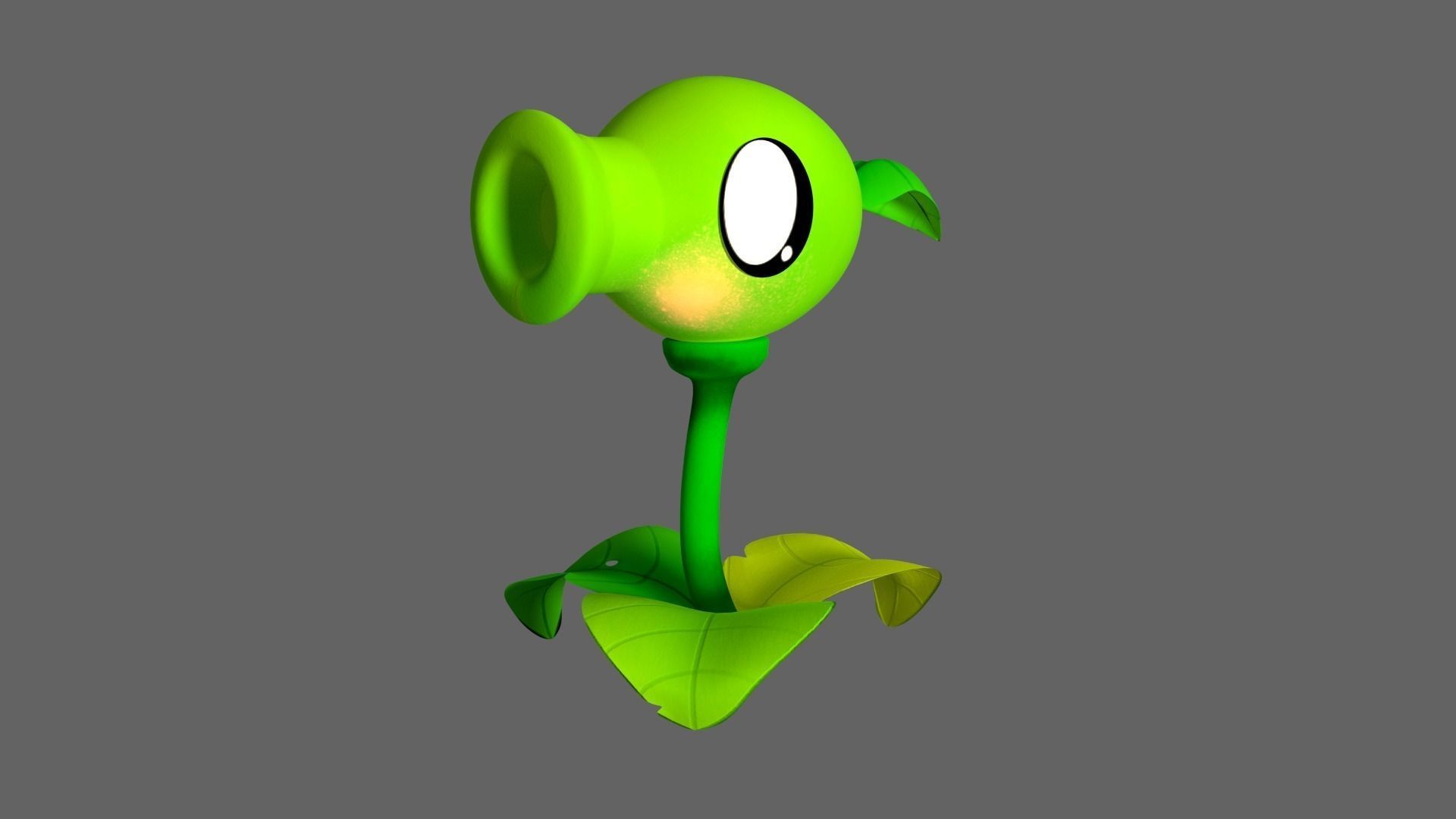 Peashooter plant Free low-poly 3D model_2