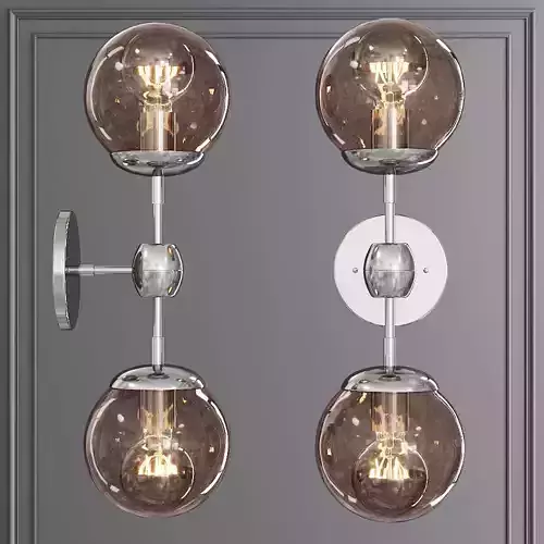 Modo Sconce 2 Globes Polished Nickel and Smoke Glass