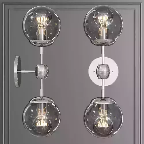 Modo Sconce 2 Globes Polished Nickel and Gray Glass
