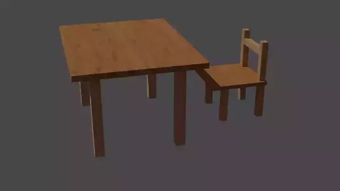 Wood table and chair