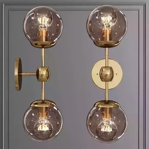 Modo Sconce 2 Globes Brushed Brass and Smoke Glass