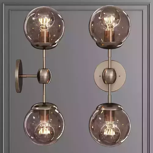 Modo Sconce 2 Globes Bronze and Smoke Glass