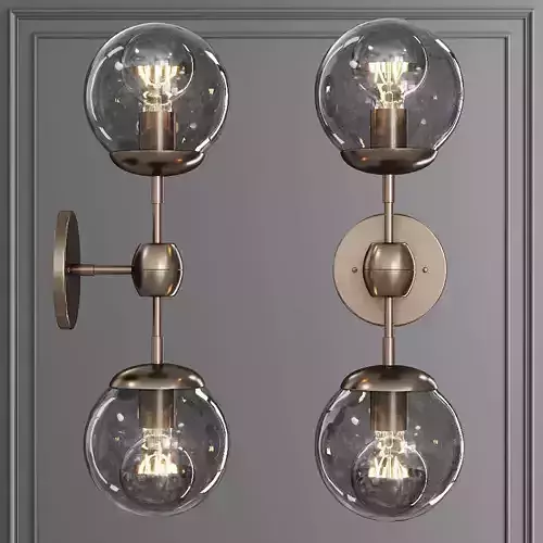 Modo Sconce 2 Globes Bronze and Gray Glass