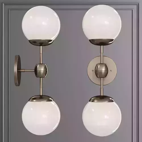 Modo Sconce 2 Globes Bronze and Cream Glass