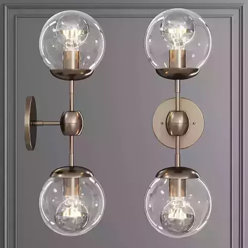 Modo Sconce 2 Globes Bronze and Clear Glass