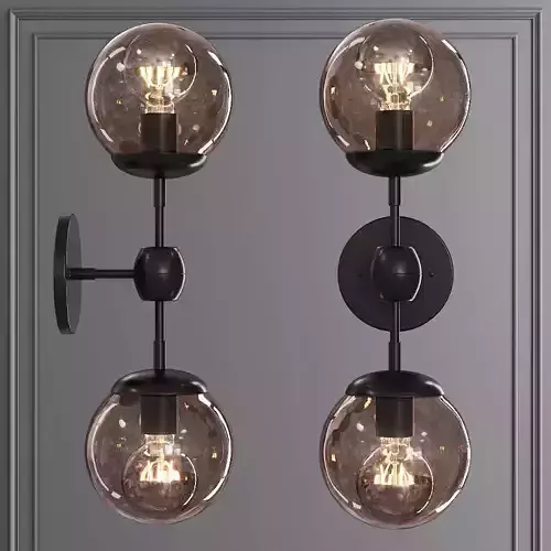 Modo Sconce 2 Globes Black and Smoke Glass