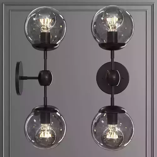 Modo Sconce 2 Globes Black and Gray Glass