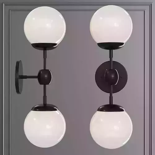 Modo Sconce 2 Globes Black and Cream Glass