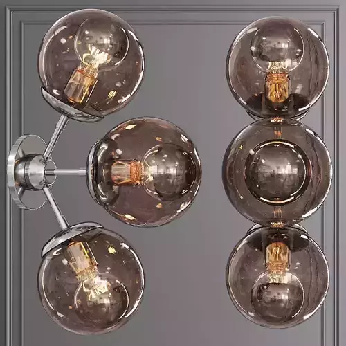 Modo Sconce 3 Globes Polished Nickel and Smoke Glass