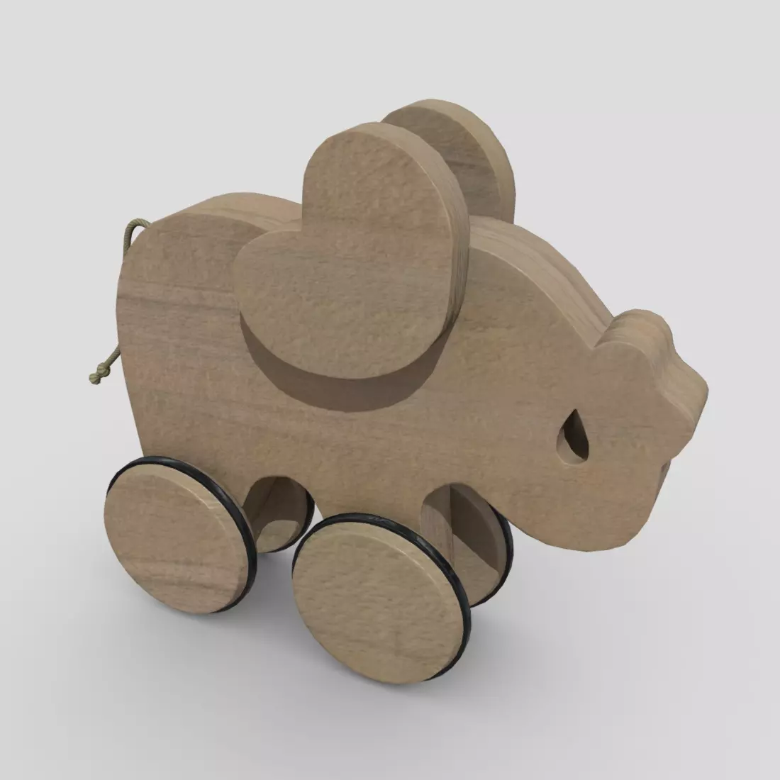 Wooden Elephant Toy  Low-poly 3D model_0