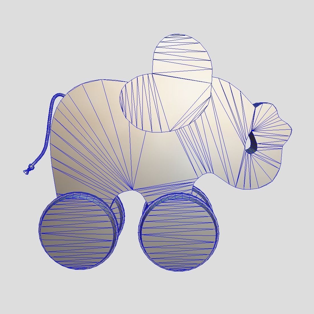 Wooden Elephant Toy  Low-poly 3D model_3