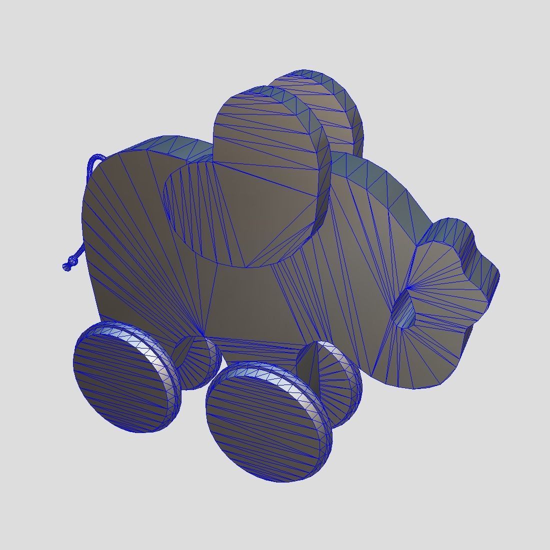 Wooden Elephant Toy  Low-poly 3D model_1