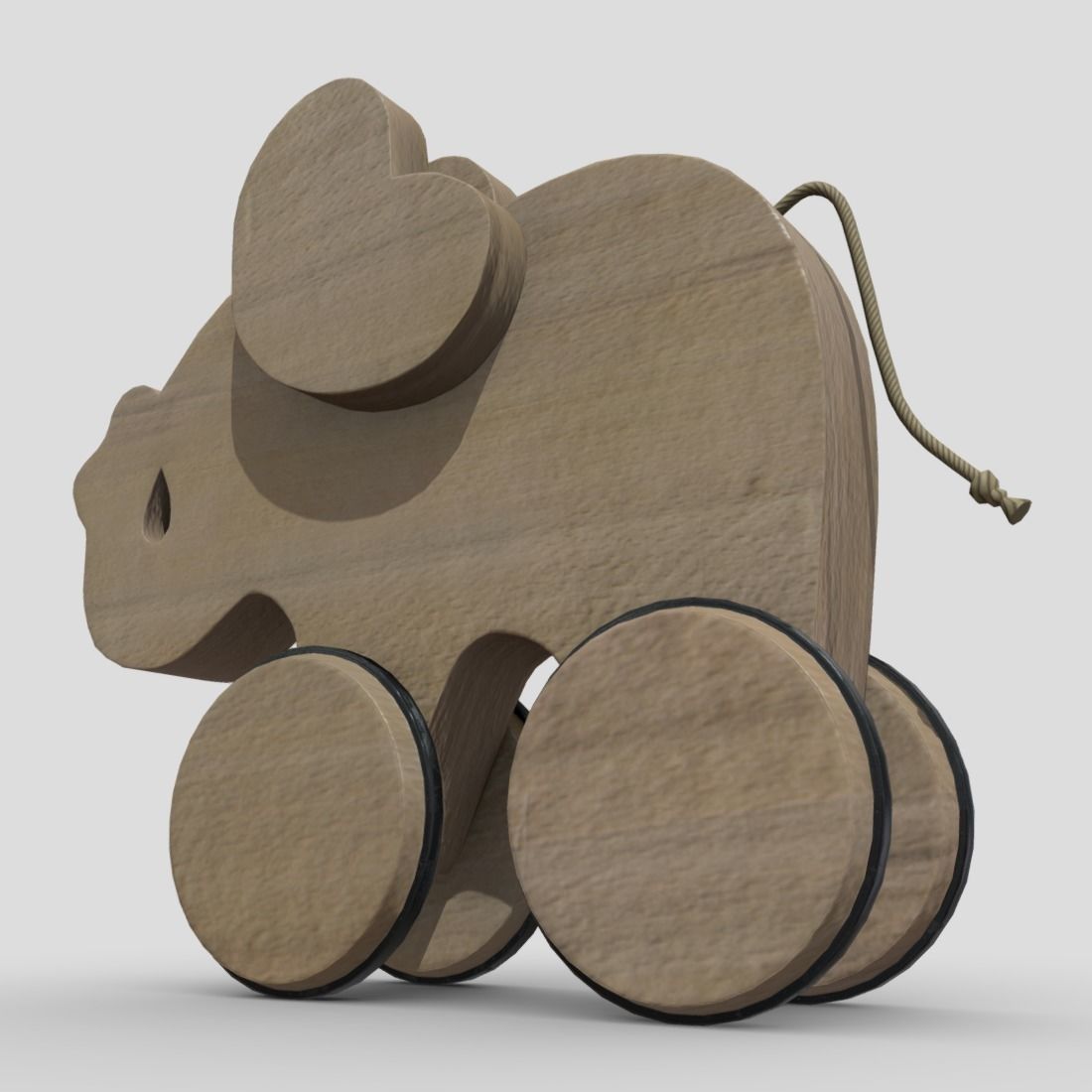 Wooden Elephant Toy  Low-poly 3D model_10