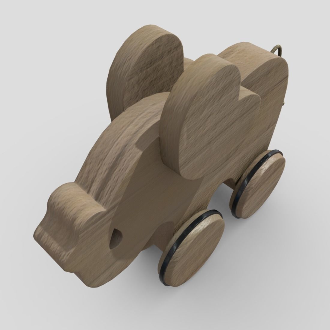 Wooden Elephant Toy  Low-poly 3D model_8