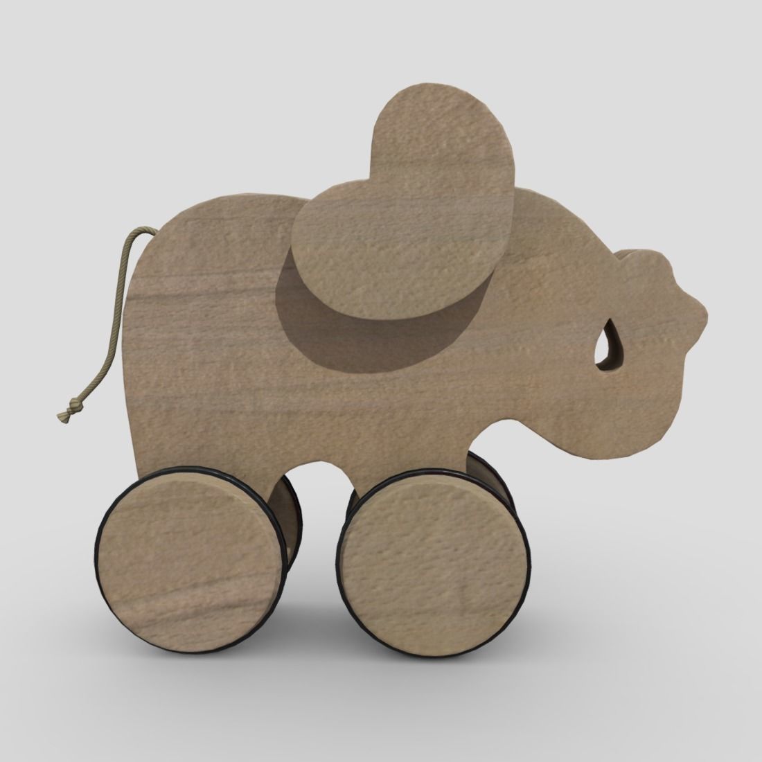 Wooden Elephant Toy  Low-poly 3D model_2