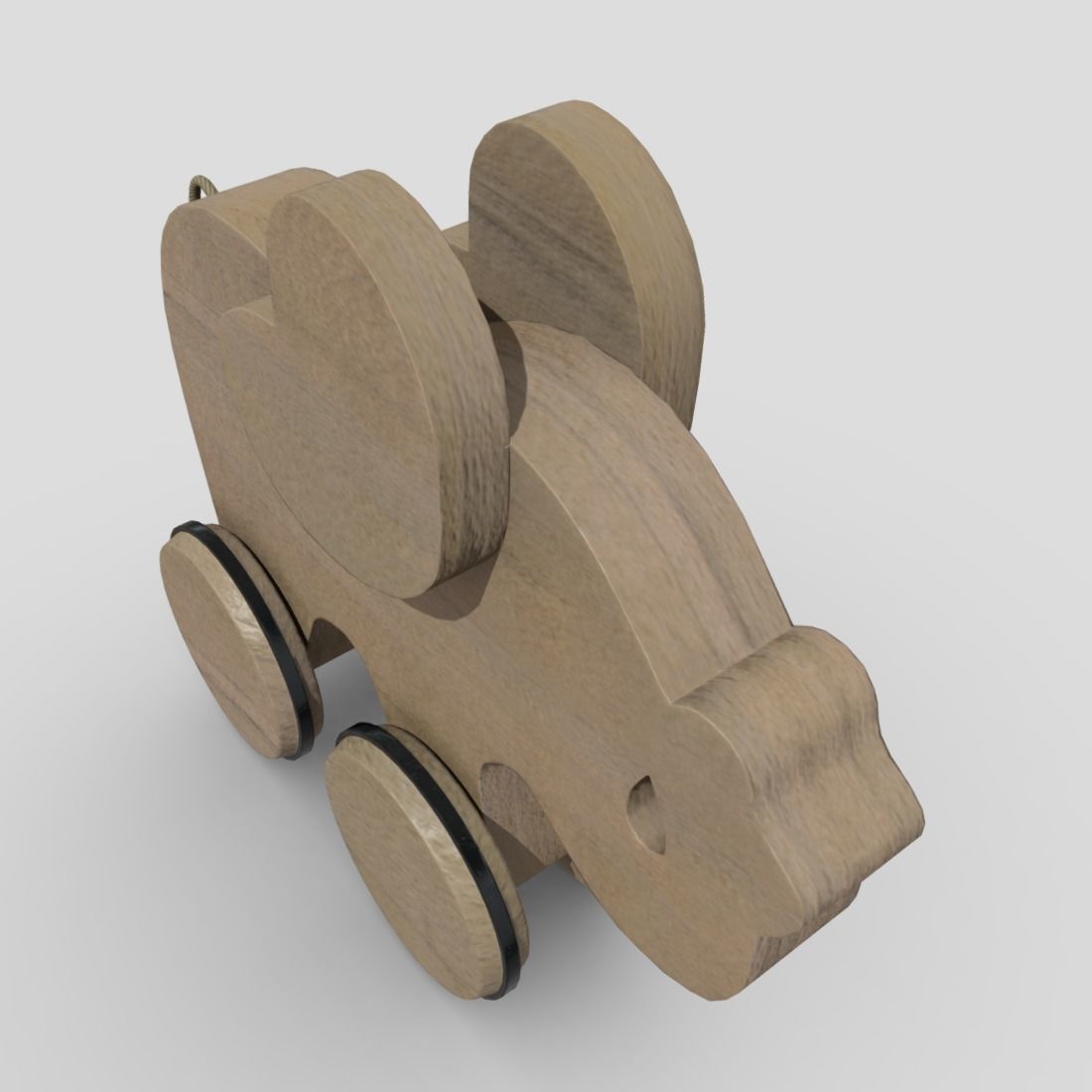 Wooden Elephant Toy  Low-poly 3D model_4