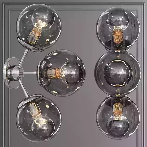 Modo Sconce 3 Globes Polished Nickel and Gray Glass