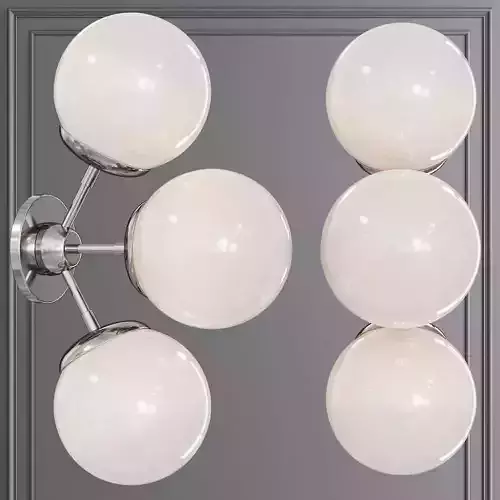 Modo Sconce 3 Globes Polished Nickel and Cream Glass