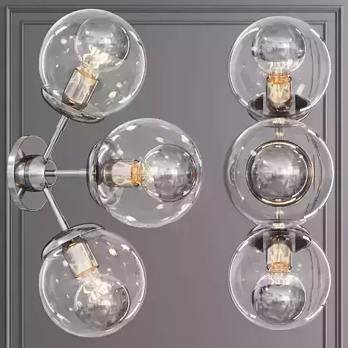 Modo Sconce 3 Globes Polished Nickel and Clear Glass